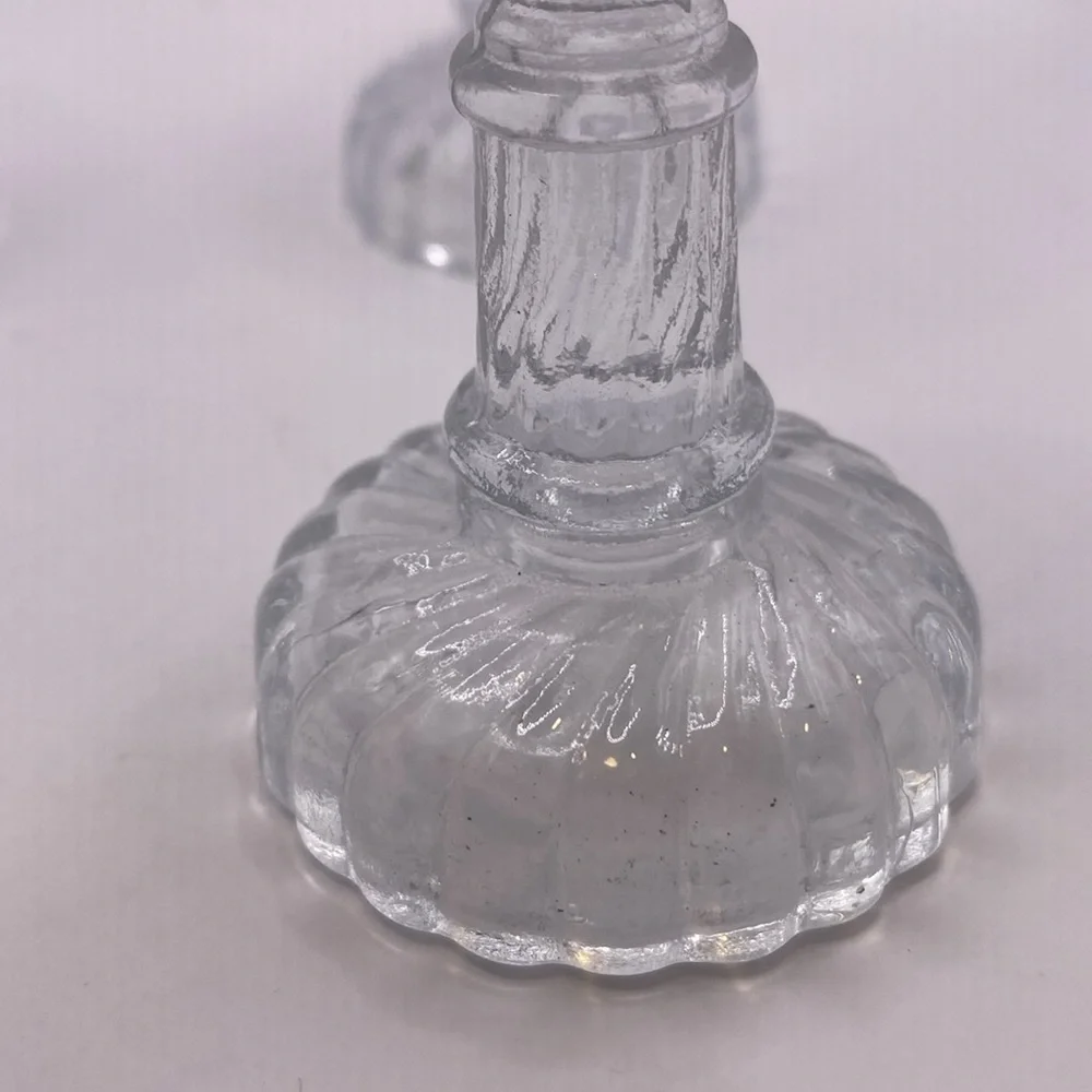 Set of 4 vintage glass miniature candlestick holders 3” 3/4”diameter